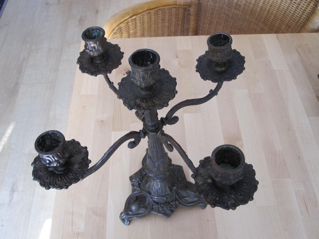 Antieke koperen (messing) kandelaar, Ophalen of Verzenden, Koper of Brons