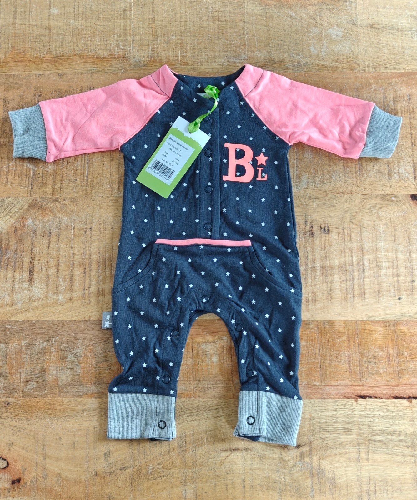 Nieuw Baby Rompertje met Sterrenprint en Roze Mouwen, Kinderen en Baby's, Babykleding | Overige, Ophalen of Verzenden, Nieuw, Onbekend