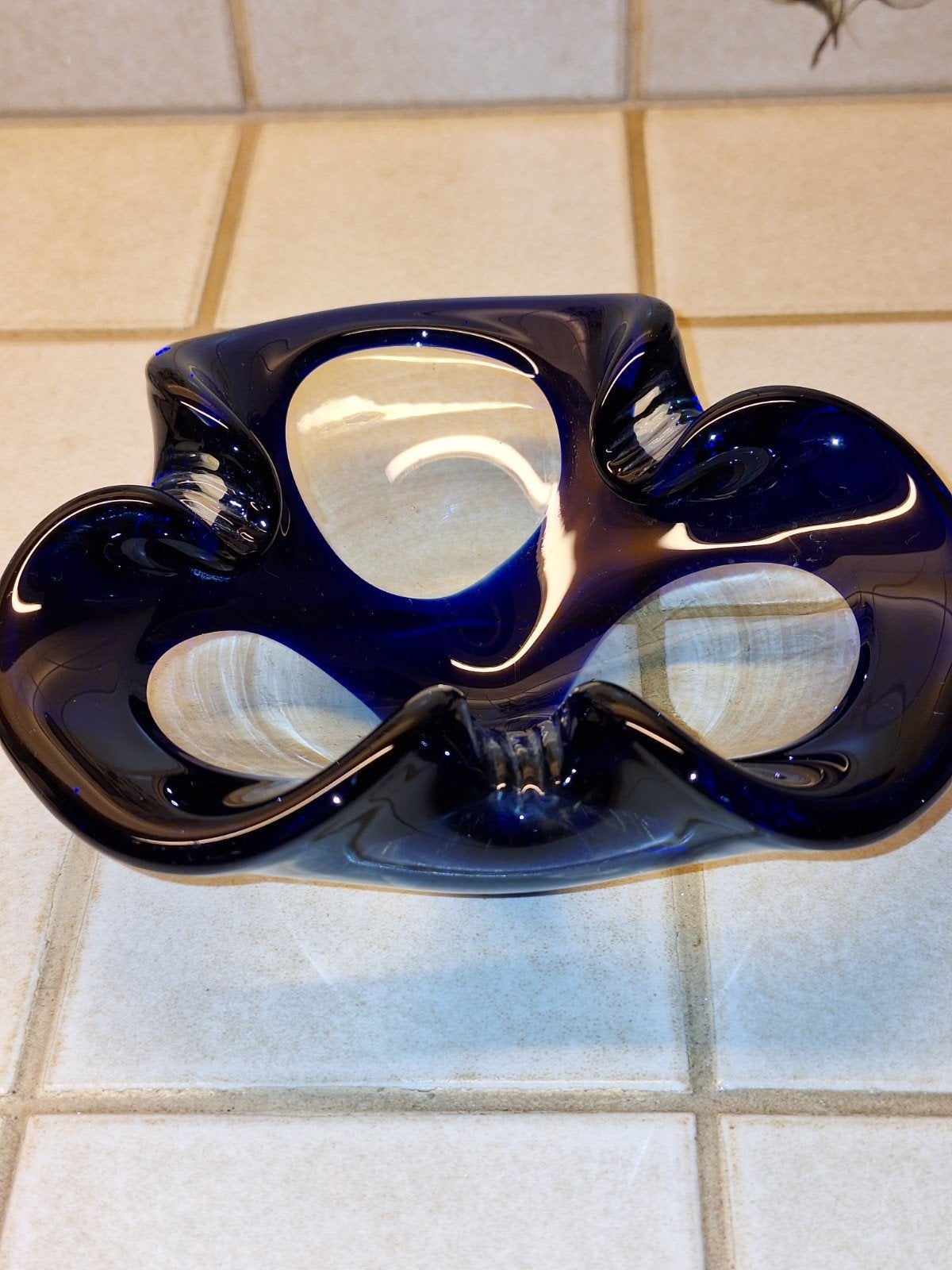 Murano glazen asbak - Diepblauw, vintage design, Ophalen of Verzenden