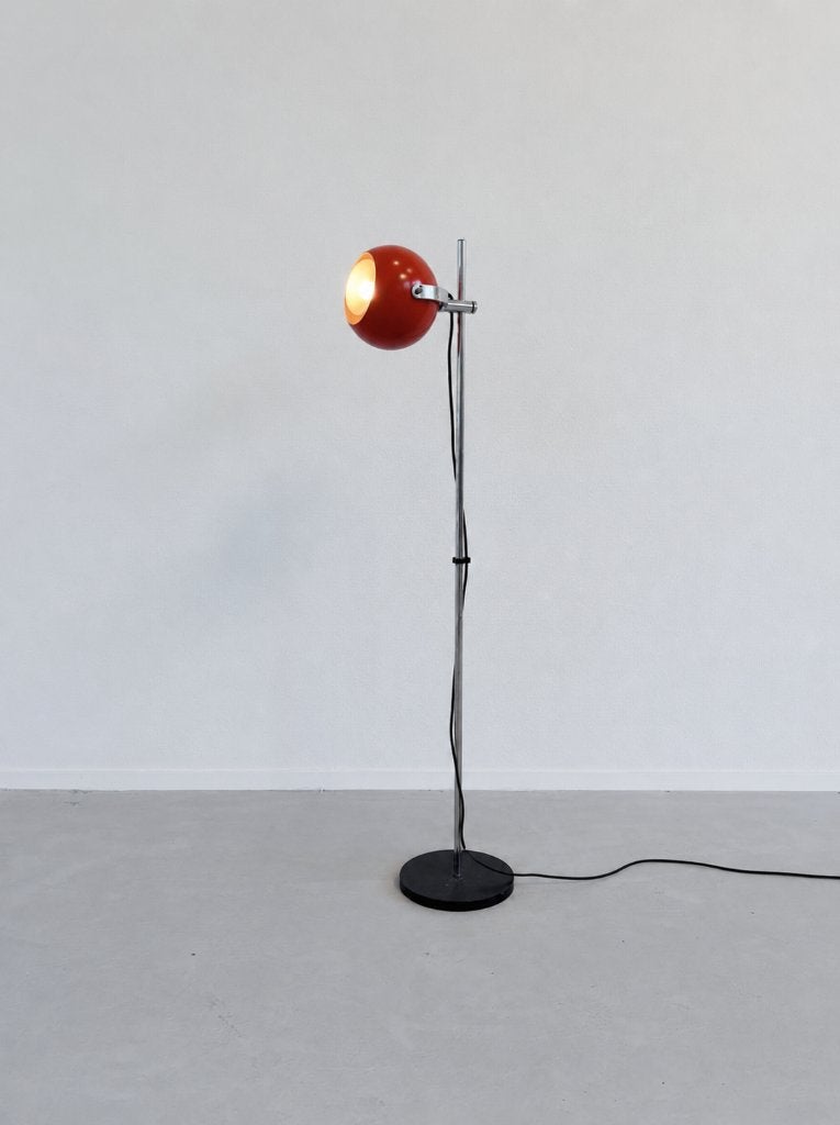 VINTAGE VLOERLAMP MET ORANJE KAP | SPACE AGE, Huis en Inrichting, Lampen | Vloerlampen, Ophalen, Gebruikt, -, -