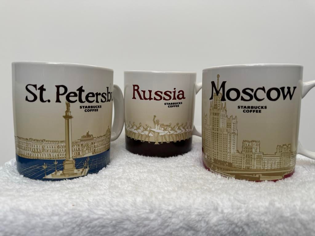 Starbucks Russia City Mugs - St. Petersburg, Russia, Moscow, Overige typen, Ophalen of Verzenden, Zo goed als nieuw, Steen/keramiek