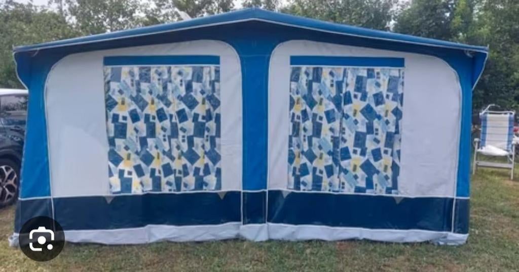 Voortent caravan, blauw, in goede staat, Caravans en Kamperen, Voortenten en Luifels, Ophalen of Verzenden