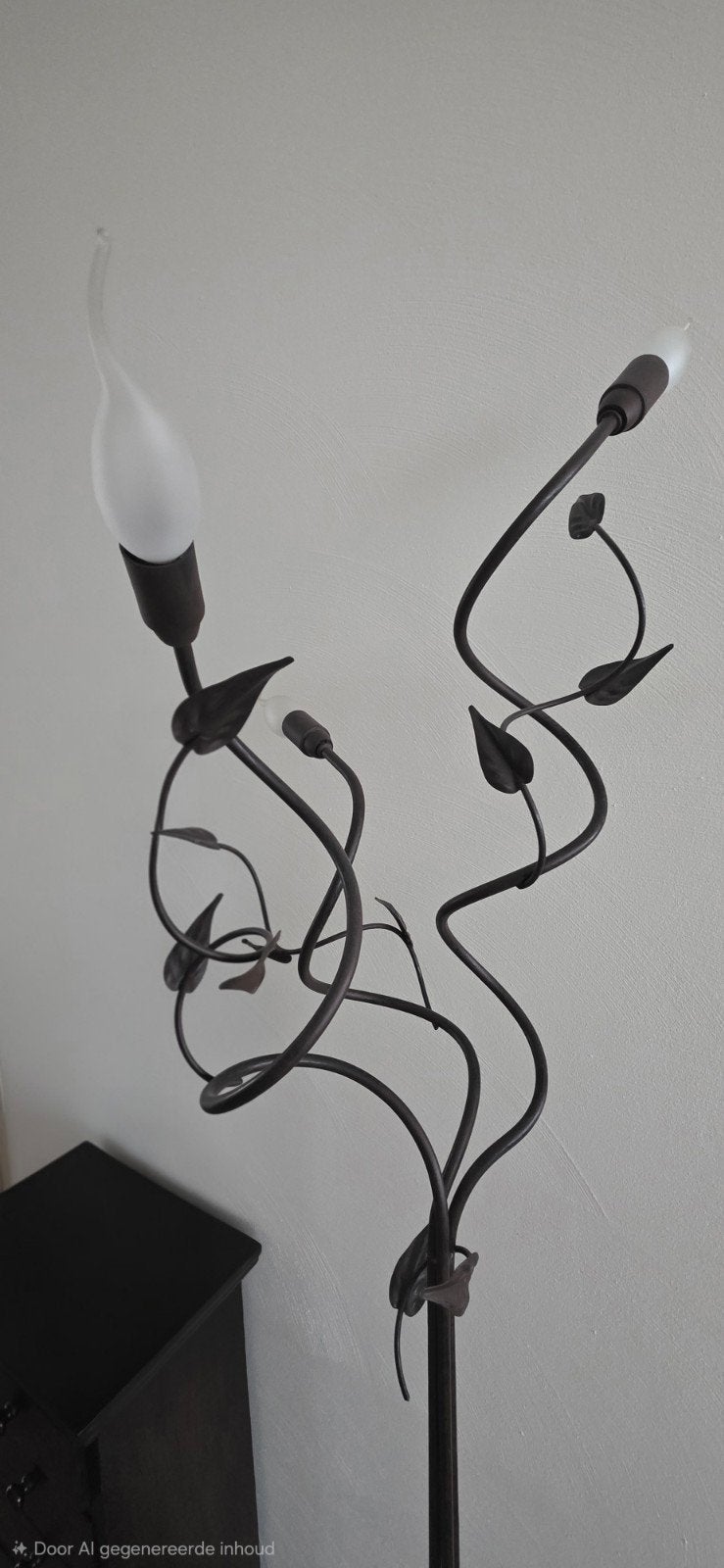 Set van 2: Vloerlamp en Wandlamp - Smeedijzeren Krullen, Overige merken, Zwart, E14 (klein), Zo goed als nieuw