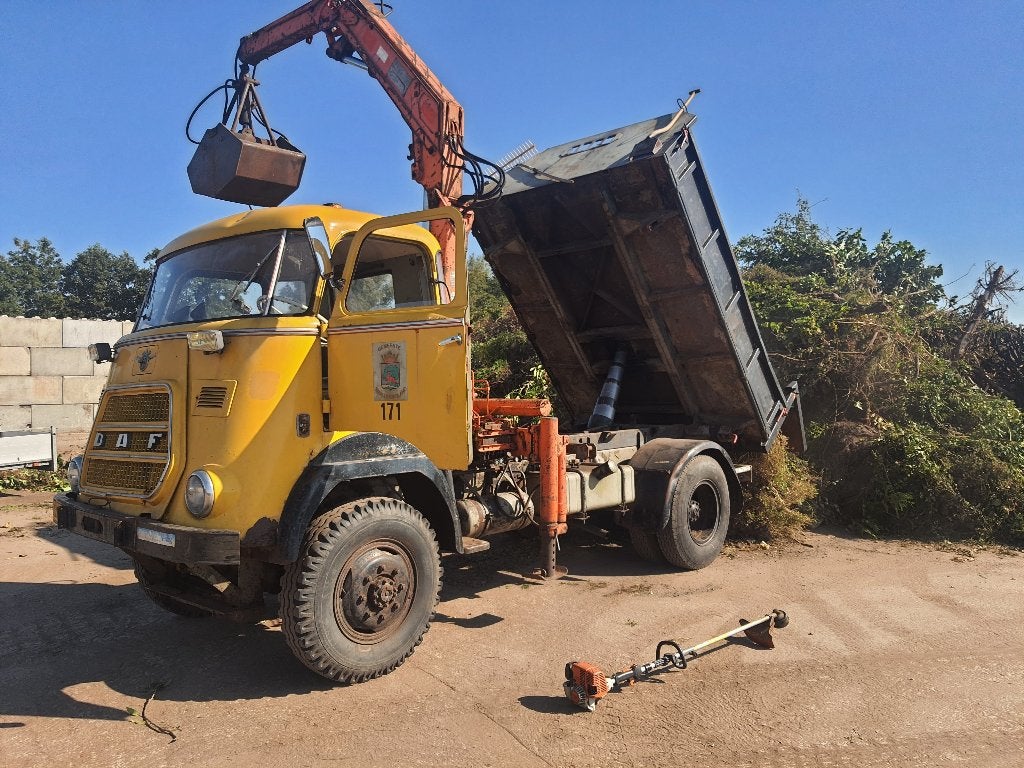 Daf v1600 Kikkerdaf 4x4 met kraan en kipper uit 1968, Verzamelen, Ophalen, Gebruikt, Auto's