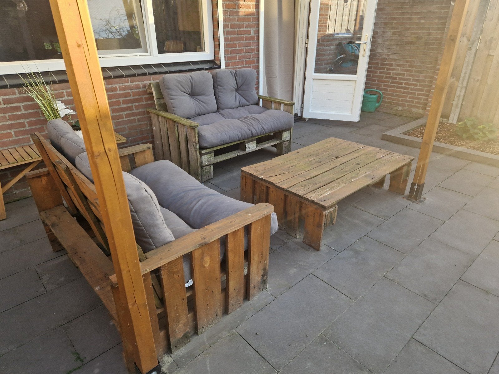 Pallet Loungeset met kussens en tafel, Ophalen