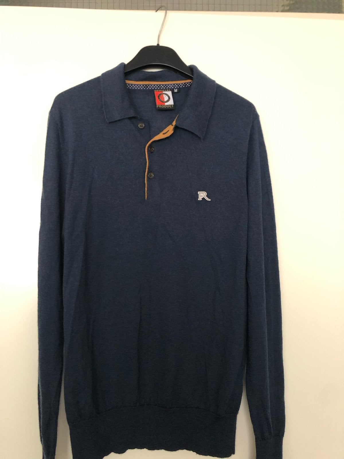 Feyenoord fijn gebreid  Polo Lange Mouwen Maat M, Ophalen of Verzenden, Zo goed als nieuw, Maat 48/50 (M), Blauw