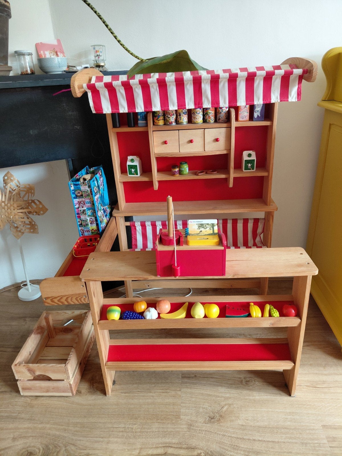 Houten Marktkraam + accessoires, Ophalen, Gebruikt