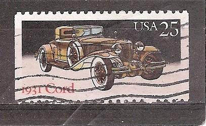 USA, Antieke Auto's, Cord 1931, 1988., Ophalen of Verzenden, Gestempeld, Noord-Amerika