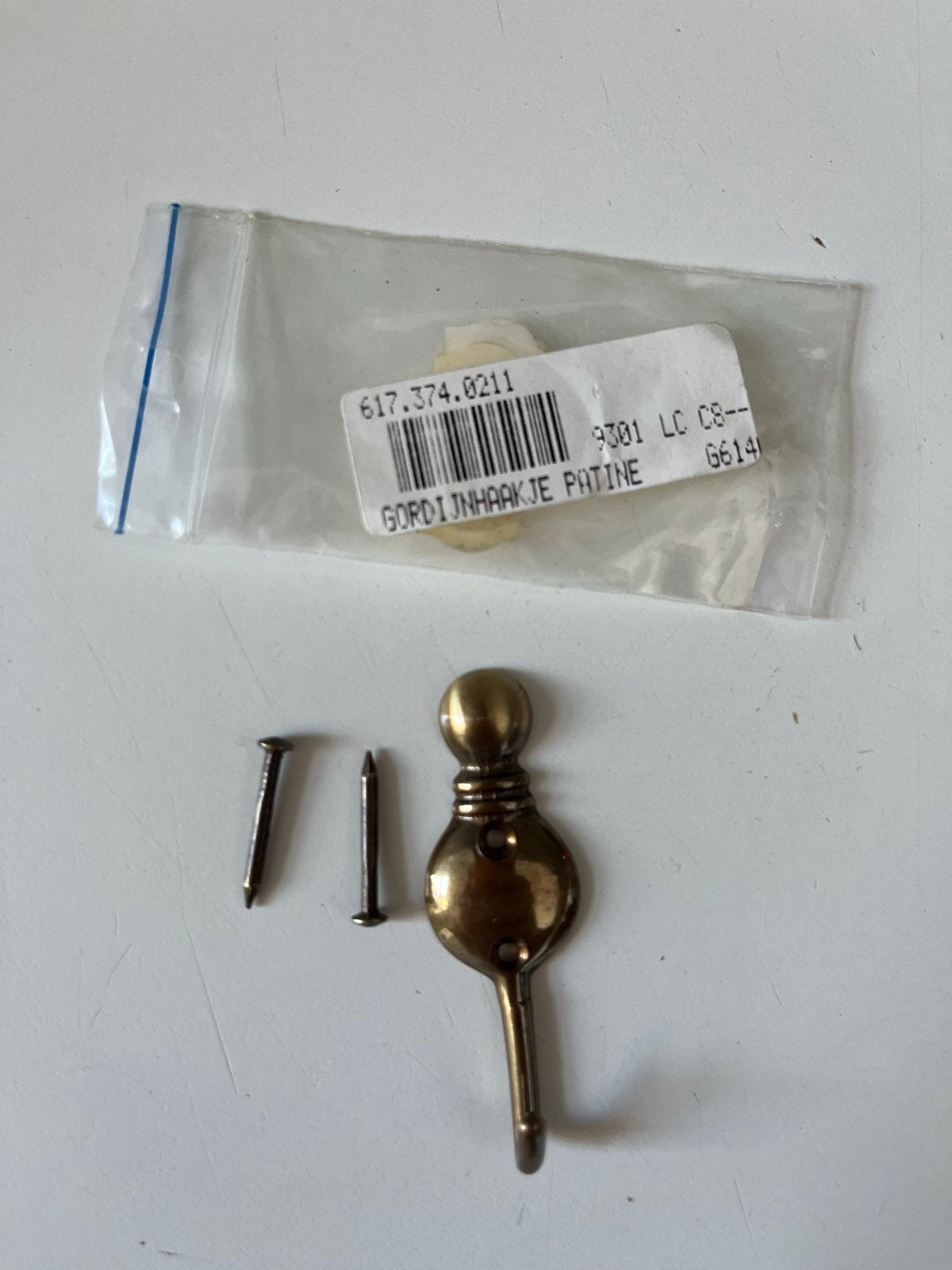 Gordijnhaakje Patine - Antiek Messing Look, Met haken, Bruin, Metaal, Nieuw