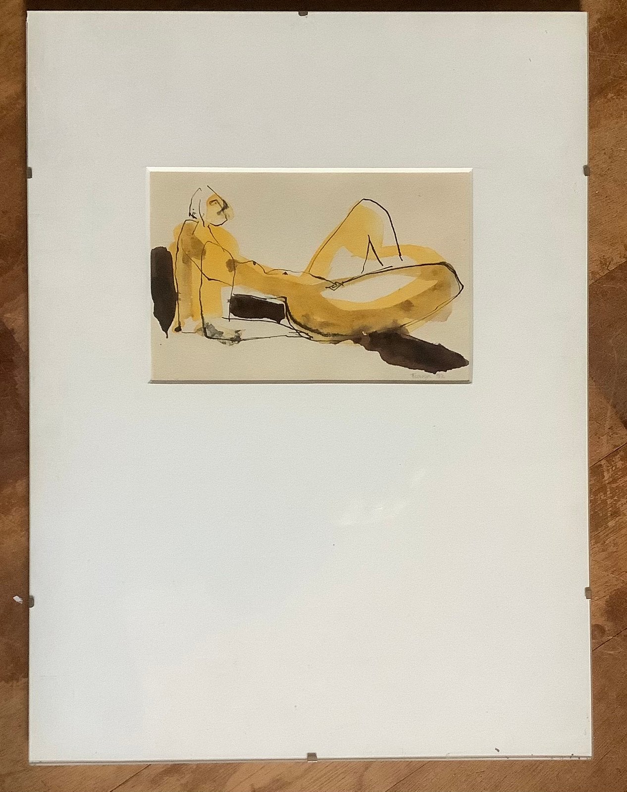 Liggend naakt, schilderij, tekening, Frowijn, model, vintage, Antiek en Kunst, Kunst | Schilderijen | Modern, Ophalen of Verzenden