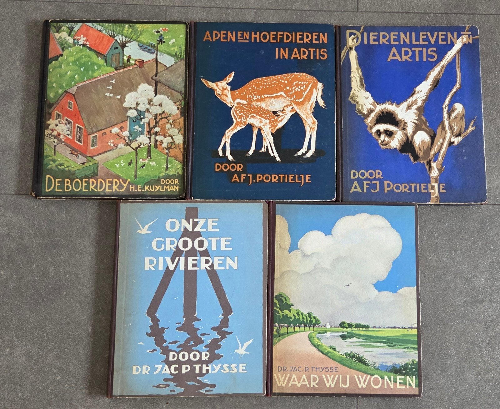5 boeken Jac.P. Thysse e.a. (1936-1940) - Goede staat, Boeken, Ophalen of Verzenden, Gelezen, Natuur algemeen, Jac.P. Thysse, H.E. Kuylman, A.F.J. Portielje