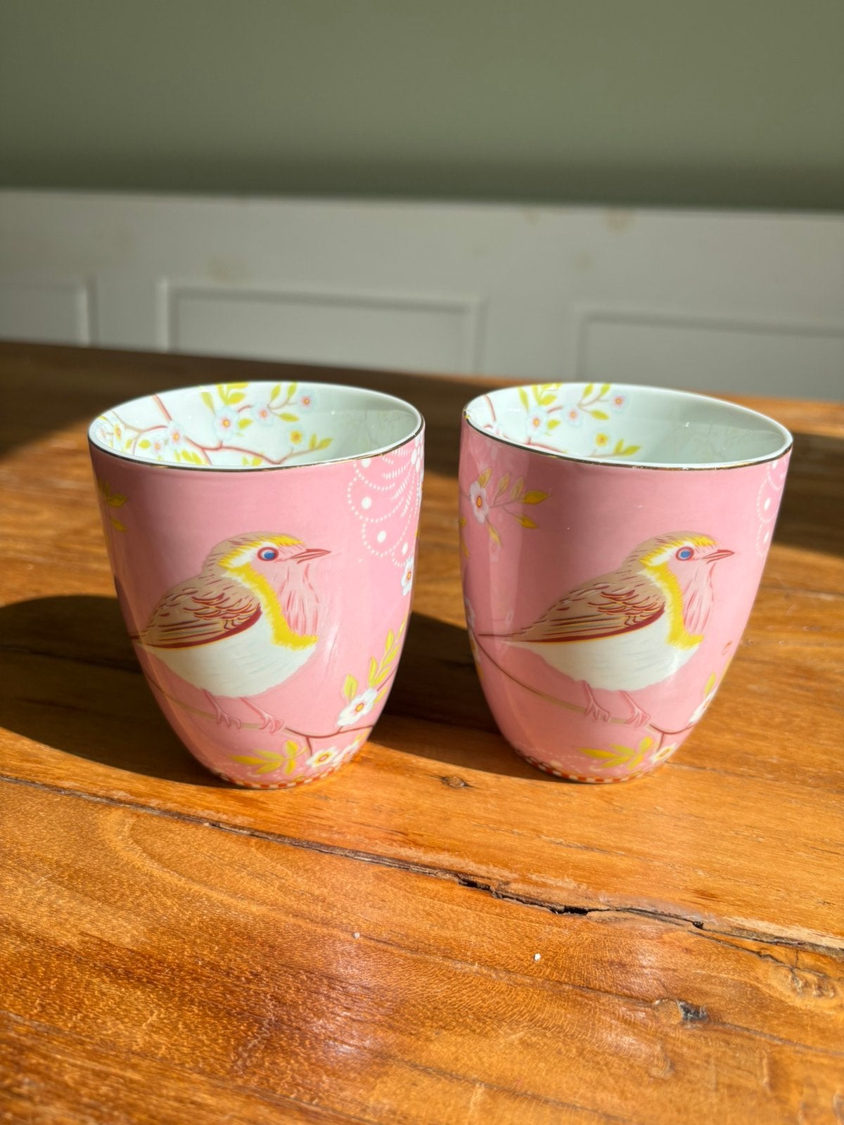 Pip studio early bird roze mokken, Huis en Inrichting, Pip Studio, Zo goed als nieuw, Overige stijlen, Porselein