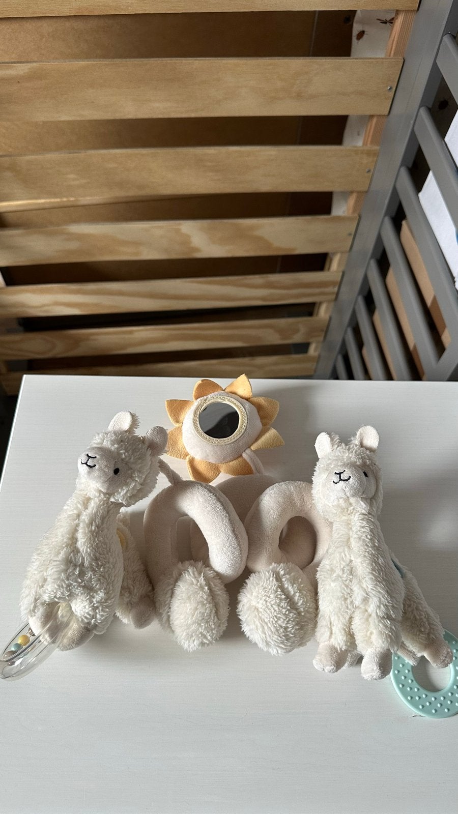 Babygym/Mobiel met lama's en spiegel, Ophalen, Zo goed als nieuw, Babygym