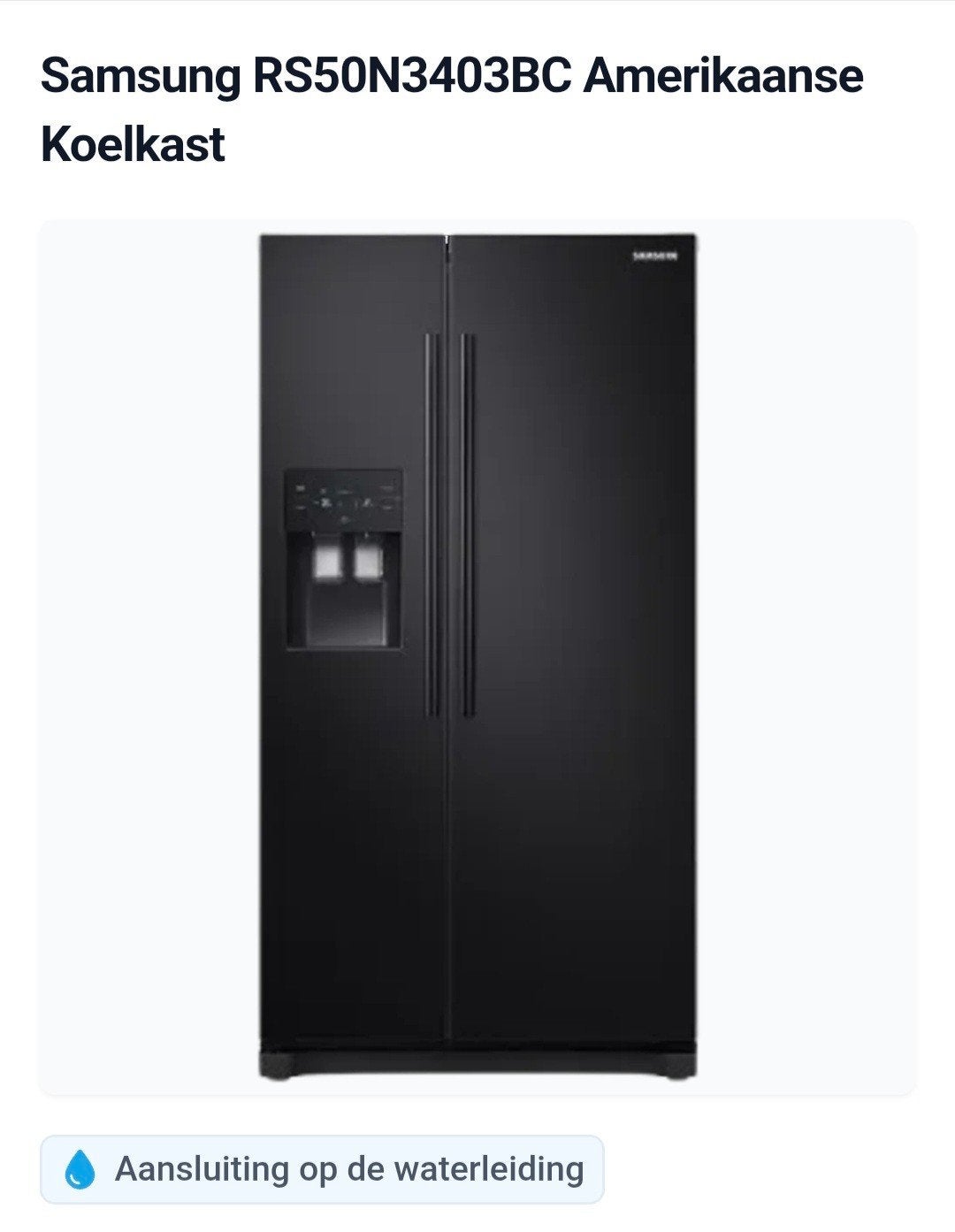 Samsung RS50N3403BC Amerikaanse Koelkast, Ophalen, 200 liter of meer, 60 cm of meer, Met aparte vriezer
