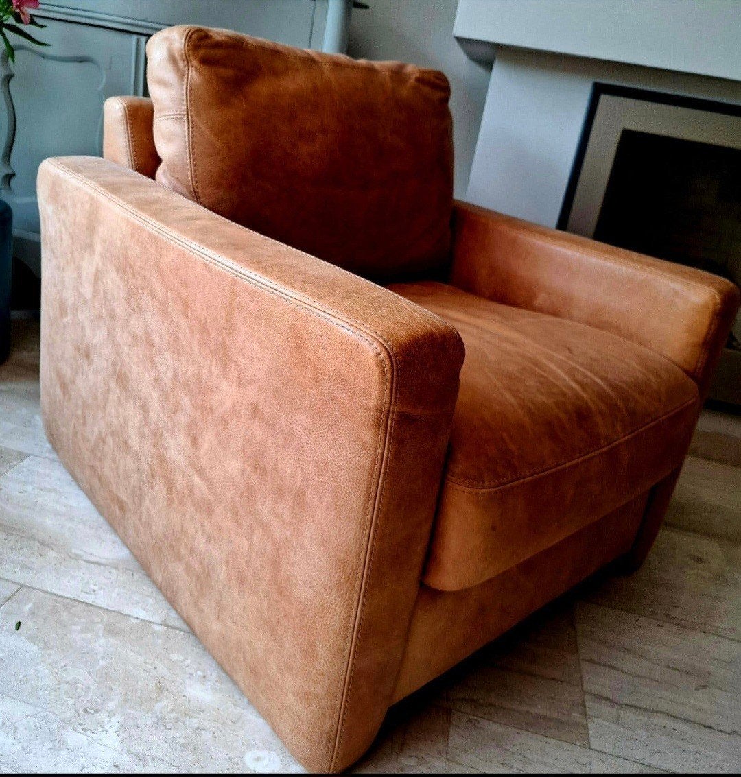 Mooie suède/leren fauteuil - L'Ancora Collection, Ophalen, Gebruikt, Bruin, Modern, Comfort