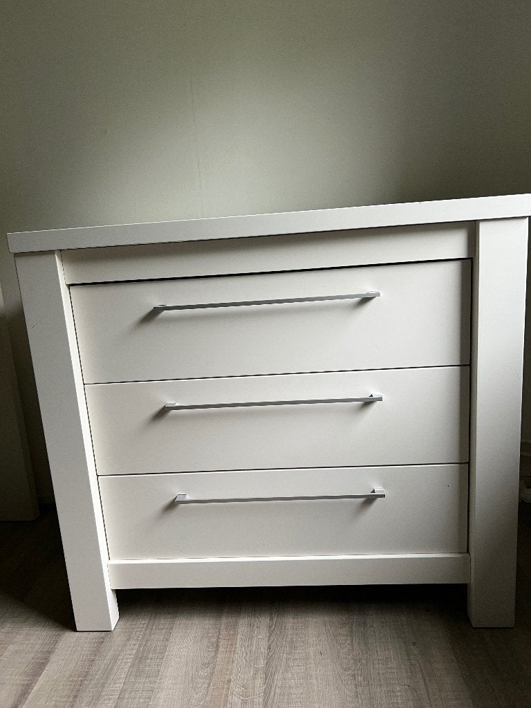 Witte commode/kast met 3 lades, Ophalen, Gebruikt, 50 tot 70 cm, 100 cm of meer
