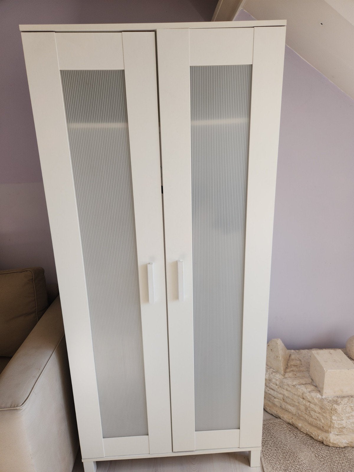 Witte kledingkast met glazen deuren, Huis en Inrichting, Ophalen, Met deur(en), Overige houtsoorten, 50 tot 100 cm