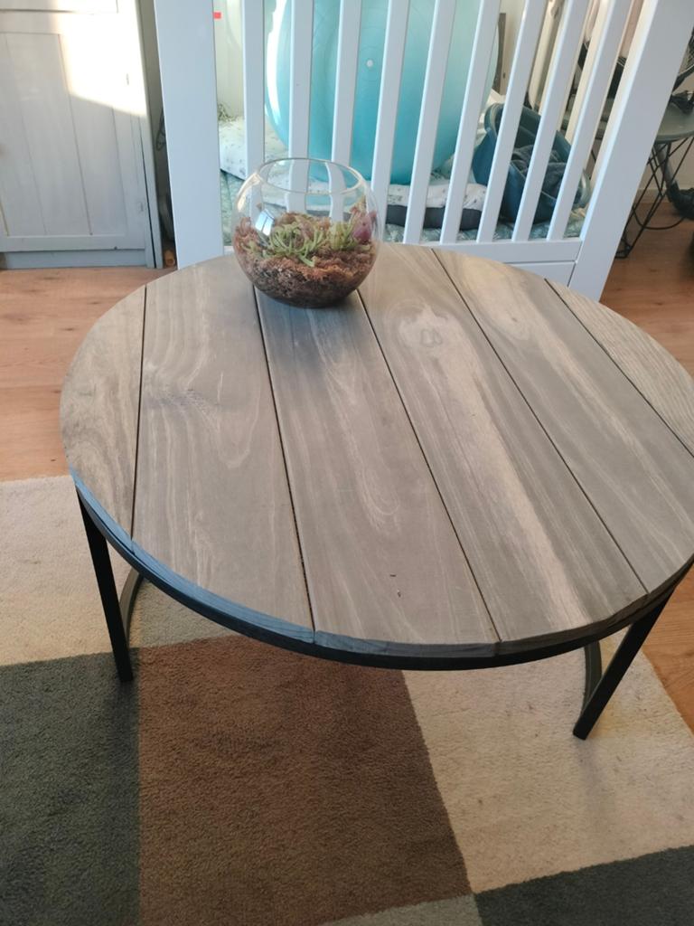 Mooie hardhouten tafel, Huis en Inrichting, Tafels | Salontafels, Ophalen, 50 tot 100 cm, Rond, Nieuw