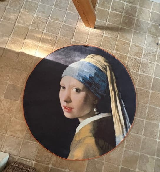 Rond vloerkleed Meisje met de Parel 150 cm doorsnede, Ophalen, Rond, Nieuw, Hip, oude meesters schilderij