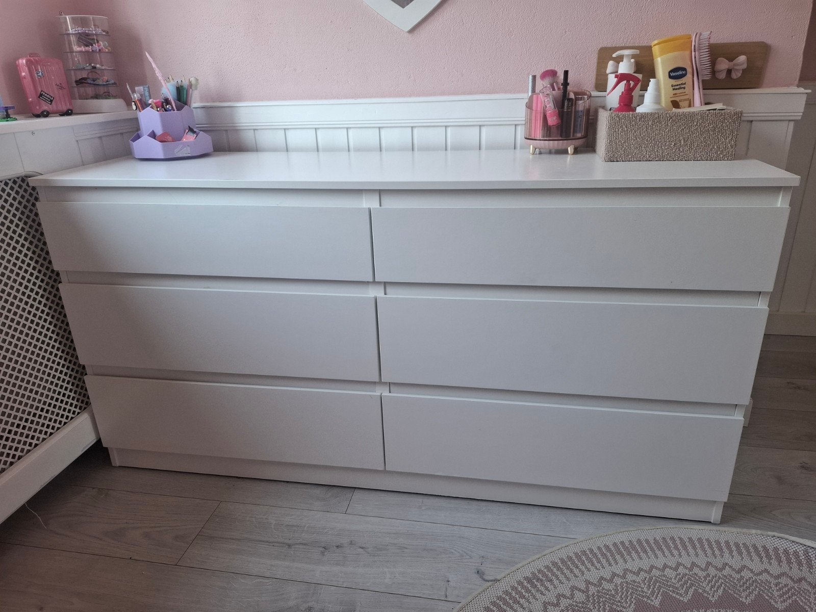 Witte ladekast met 6 lades Ikea, Ophalen, Gebruikt, 100 tot 150 cm, 5 laden of meer
