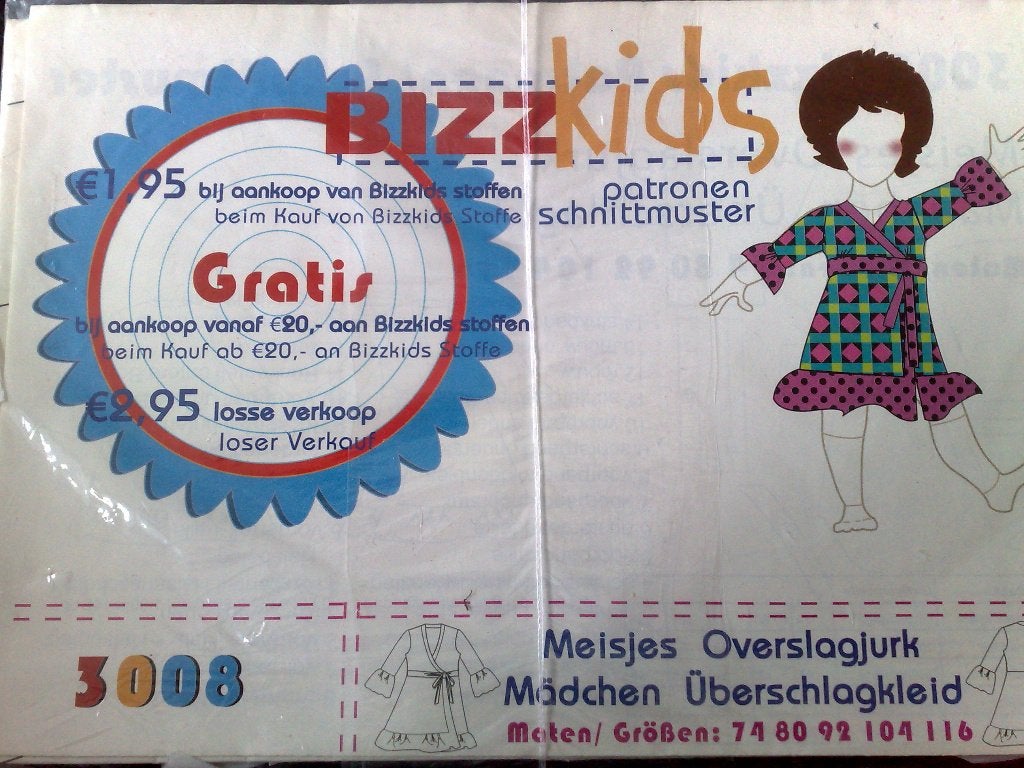3 x Bizzkids kinderpatronen 3008-3009-3010 ,maat 74 t/m 116, Verzenden, Zo goed als nieuw, Kind, Overige merken