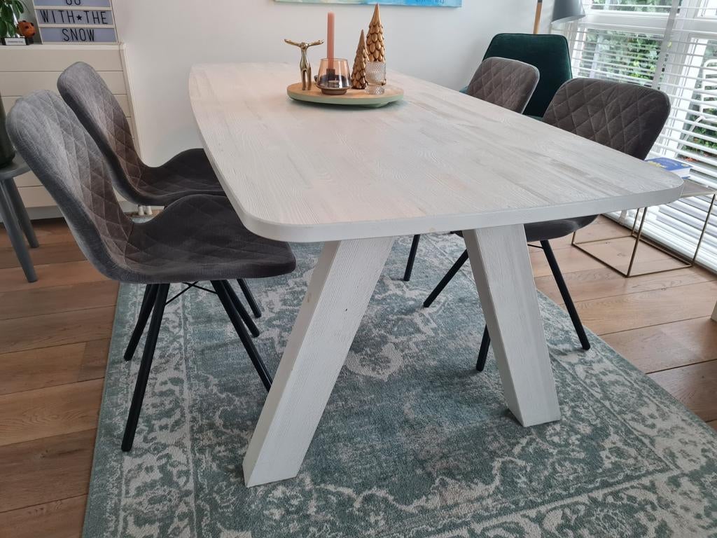 Witte massief eiken eettafel, Huis en Inrichting, Tafels | Eettafels, Ophalen, Gebruikt, Eikenhout, 50 tot 100 cm