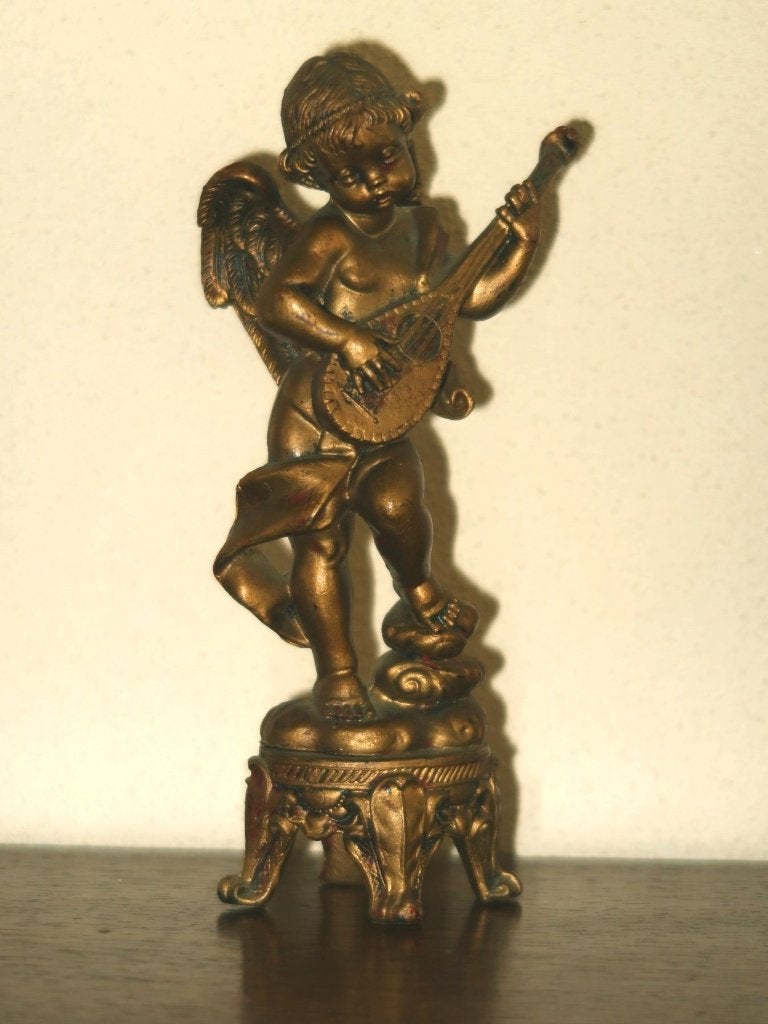 vintage engel cherubijn met mandoline Depose Italy Fontanini, Verzenden