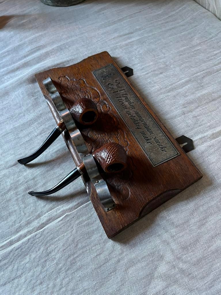 Vintage pijpenrek met twee tabakspijpen, Verzamelen, Ophalen of Verzenden, Gebruikt, (Water)pijp