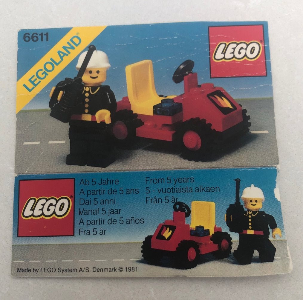 Lego Legoland 6611 Brandweerman met voertuig (1981), Ophalen of Verzenden, Gebruikt