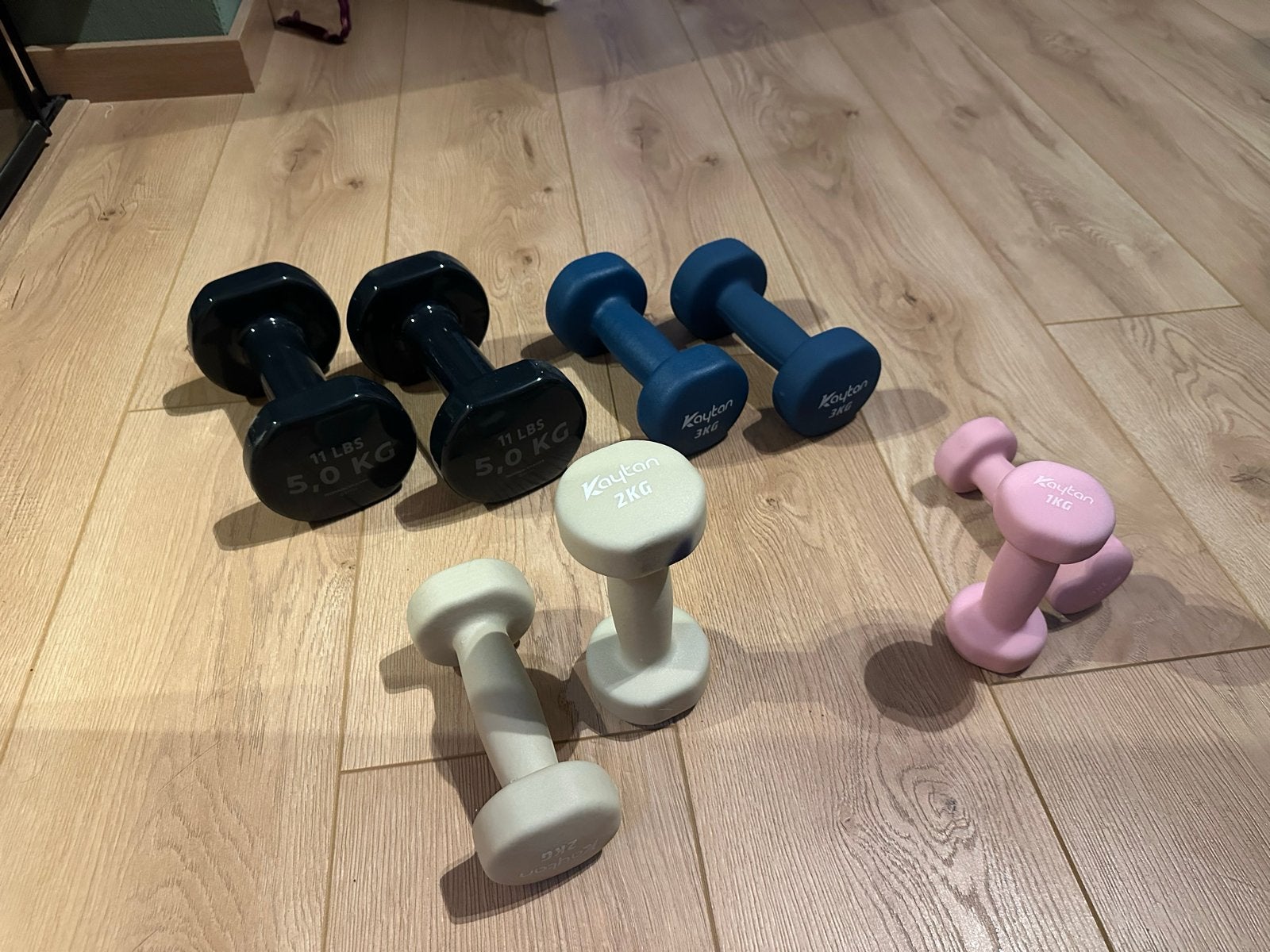 Dumbbell set Kaytan en overige (1kg, 2kg, 3kg, 5kg), Ophalen, Gebruikt, Armen, Dumbbell