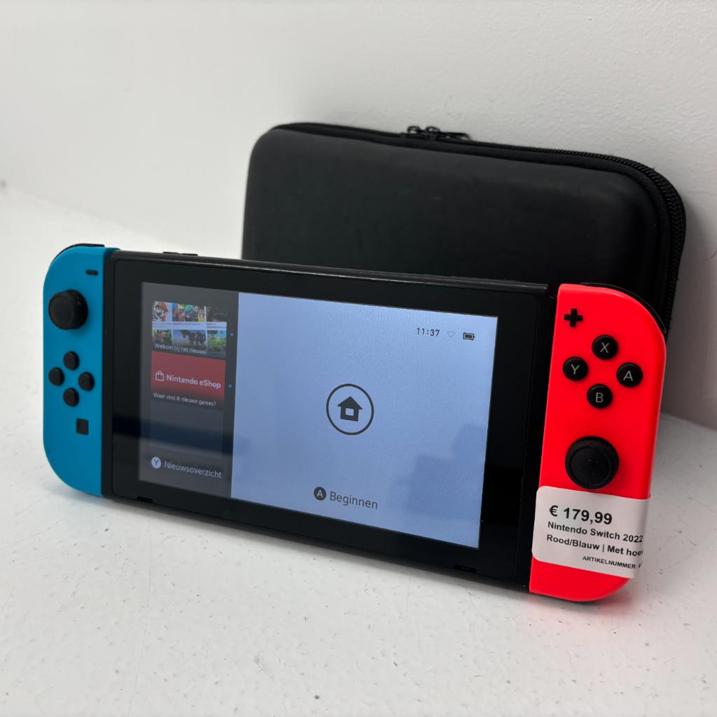 Nintendo Switch 2022 Rood/Blauw | Met hoes en lader |, Switch 2019 Upgrade, Dordrecht@usedproducts.nl, Toulonselaan 72, Met 2 controllers