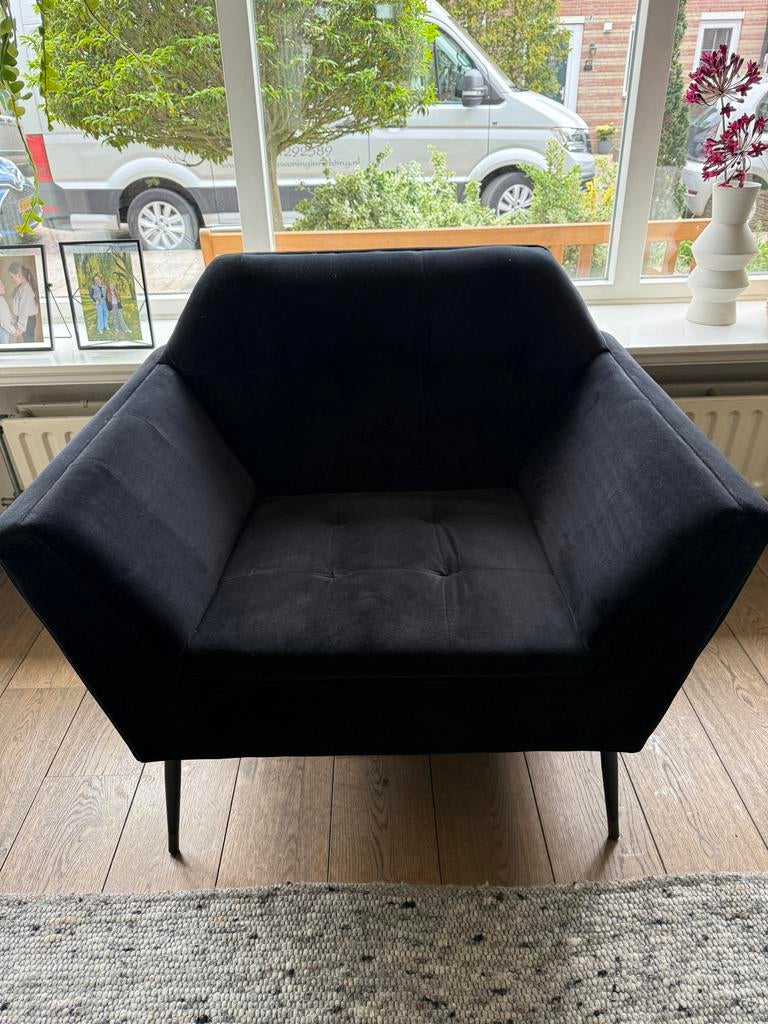 Dutchbone fauteuil Kate zwart, Ophalen, 75 tot 100 cm, Zo goed als nieuw, Stof