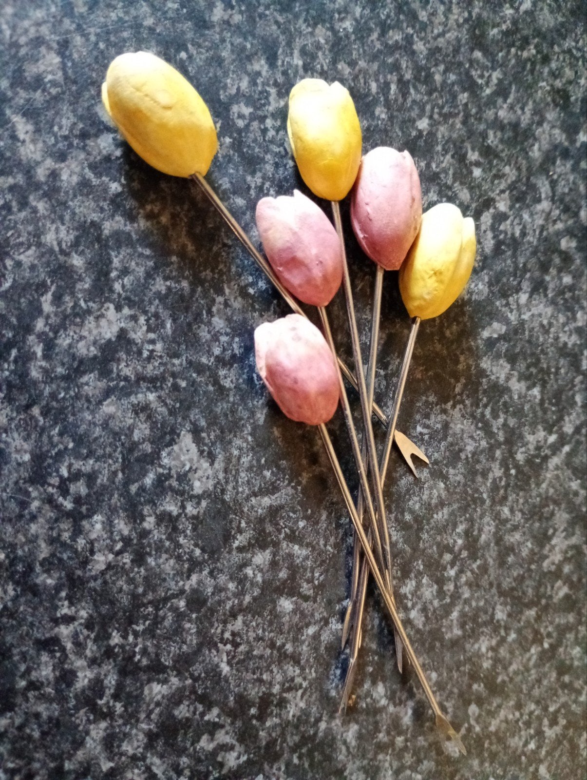 Vintage tulpen cocktailprikker (6 stuks), Ophalen of Verzenden