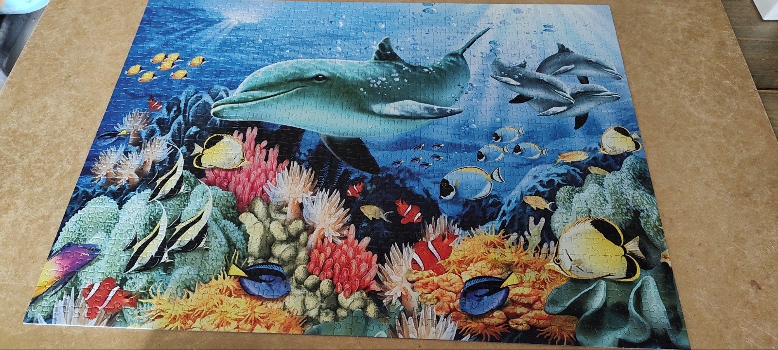 Jumbo legpuzzel 1000 stukjes dolfijnen onderwaterwereld, Ophalen of Verzenden, Zo goed als nieuw