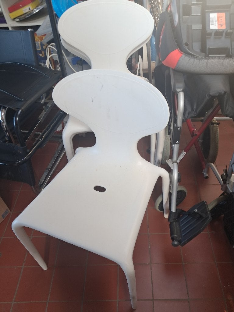 Witte kunststof stapelstoelen set van 4  CS27323, Ophalen, Gebruikt, Kunststof, Stapelbaar