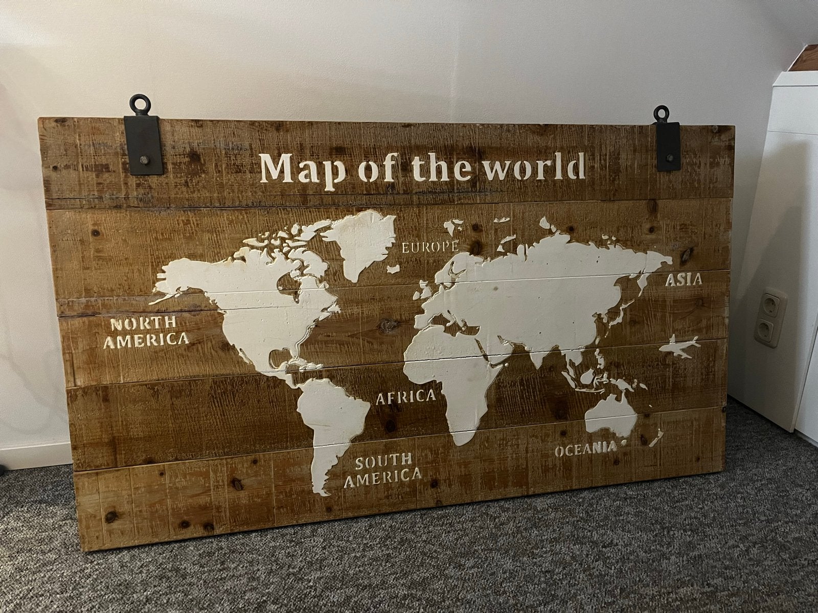 Map of the world - Houten Wereldkaart Wanddecoratie, Ophalen, Gebruikt, Hout, Wandbord of Wandpaneel