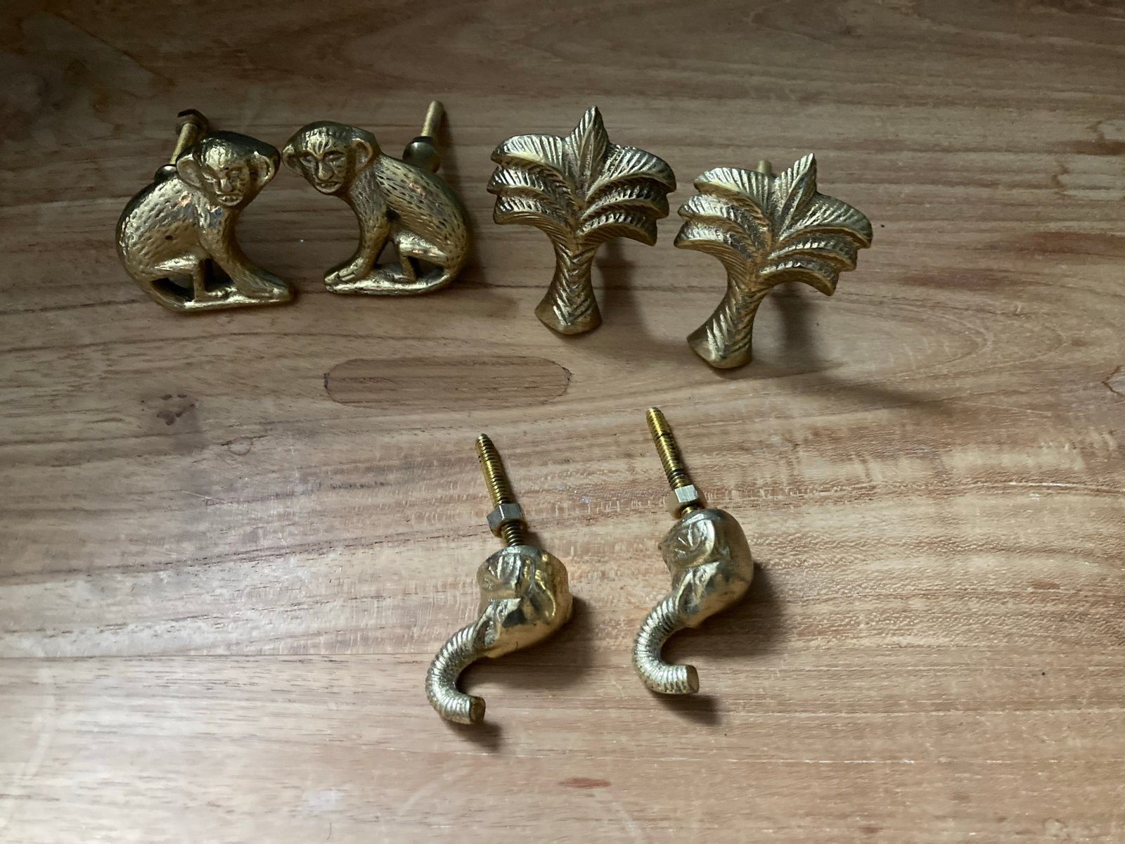 Kastknop: Set van 6: apen, palmen, olifanten, Ophalen of Verzenden