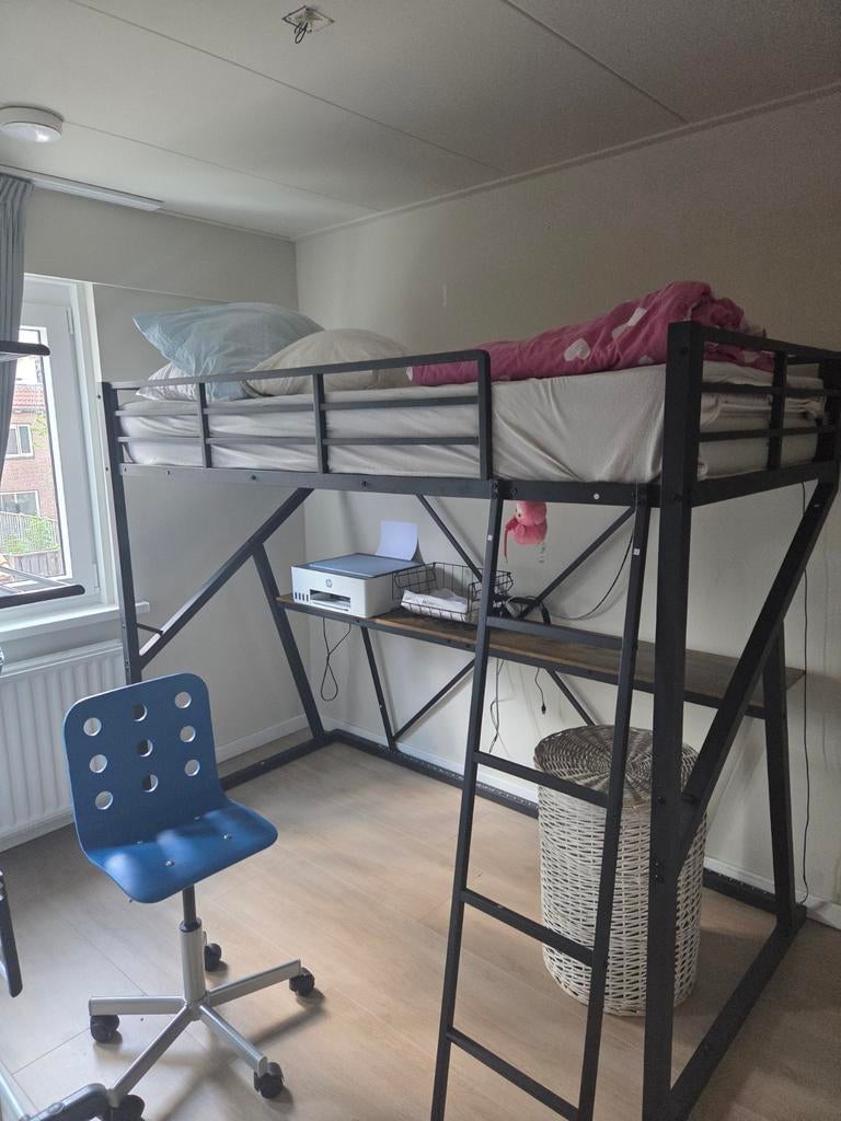 Hoogslaper met bureau en opbergruimte, Gebruikt, Eenpersoons, Ophalen of Verzenden, 200 cm