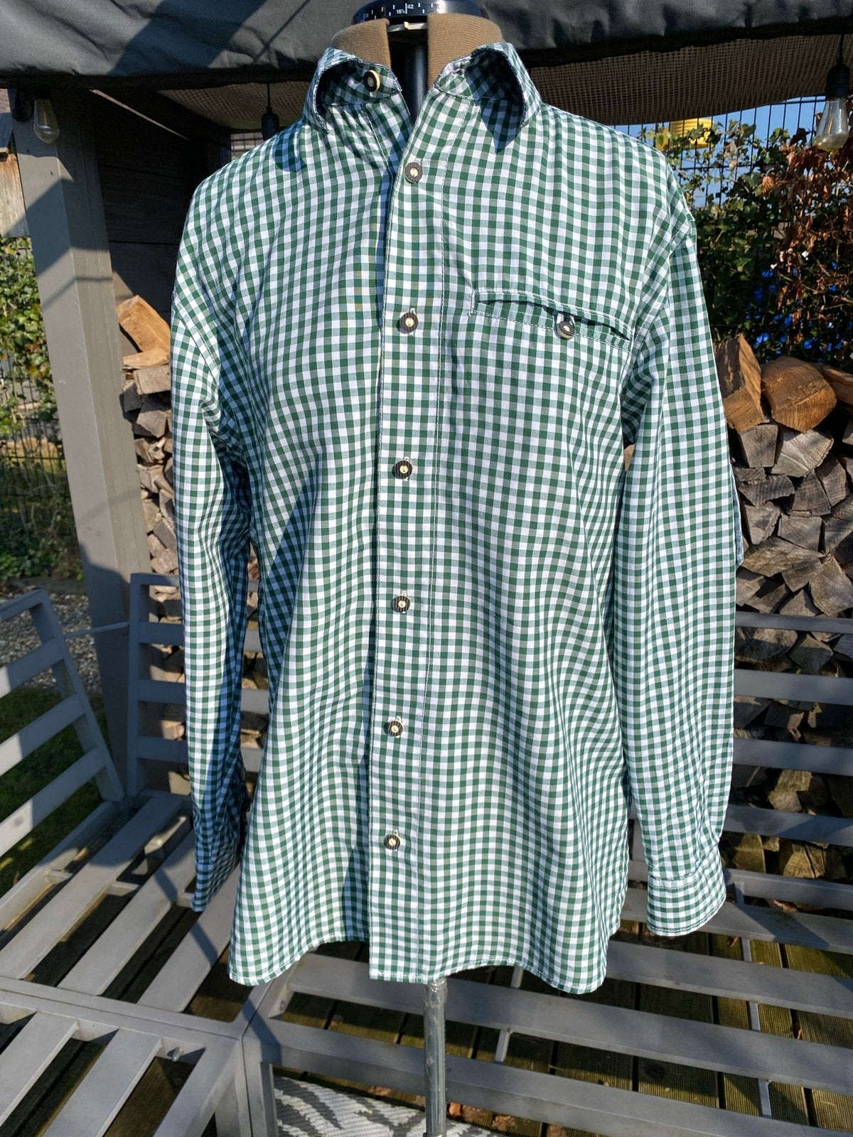 Distler Original oktoberfesthemd  groen/wit S tracht okotber, Kleding | Heren, Ophalen of Verzenden, Zo goed als nieuw