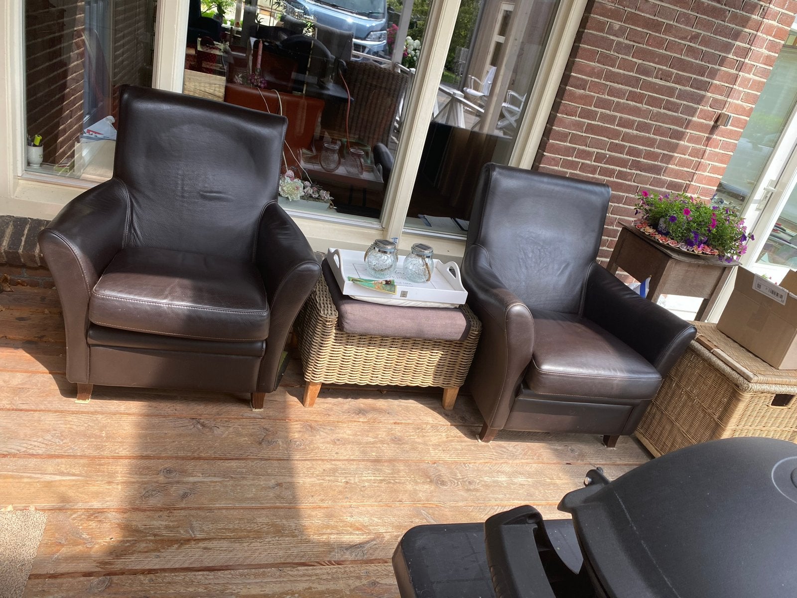 2 leren fauteuils van topmerk Baan, Ophalen, Gebruikt, Leer, 75 tot 100 cm