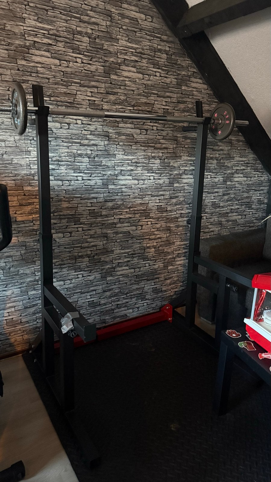 Squat Rack met halterstang en gewichten, Sport en Fitness, Ophalen, Gebruikt, Armen, Overige typen