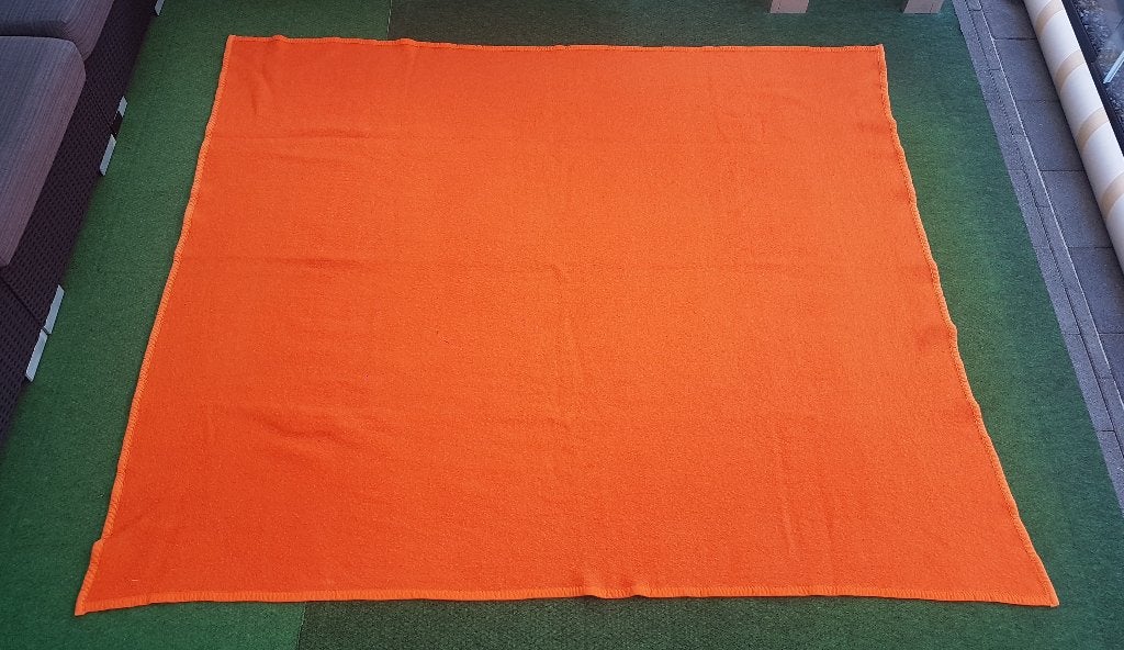 Vintage grote oranje Eurocover dralon deken - 220 x 190, Huis en Inrichting, Oranje, Acryl, Ophalen of Verzenden, Wasbaar