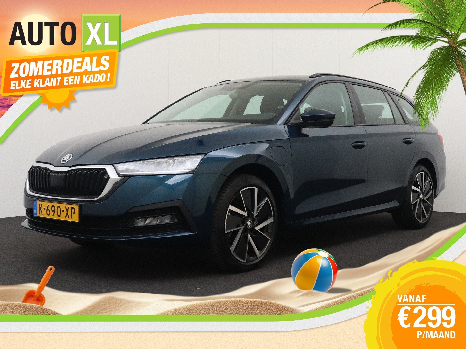 Skoda Octavia Combi 1.4 TSI iV PHEV Business Sport Trekhaak, Auto's, Skoda, Stof, Gebruikt, 150 pk, Blauw