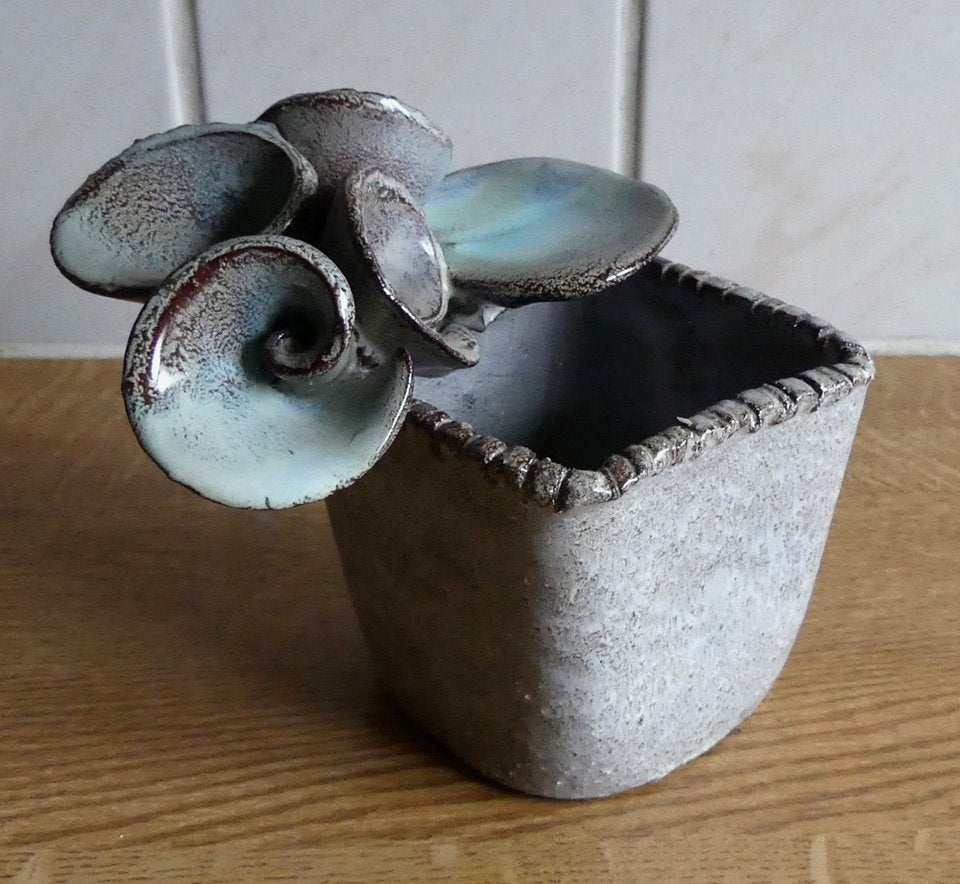 Ballas Greece potje cactuspot studio pottery keramiek, Gebruikt, Vierkant, Binnen, Ophalen of Verzenden
