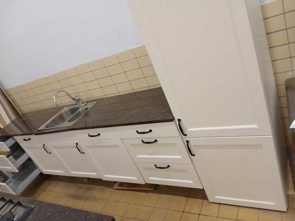 keuken, Ophalen, Wit, Graniet of Steen, Enkelwandige keuken