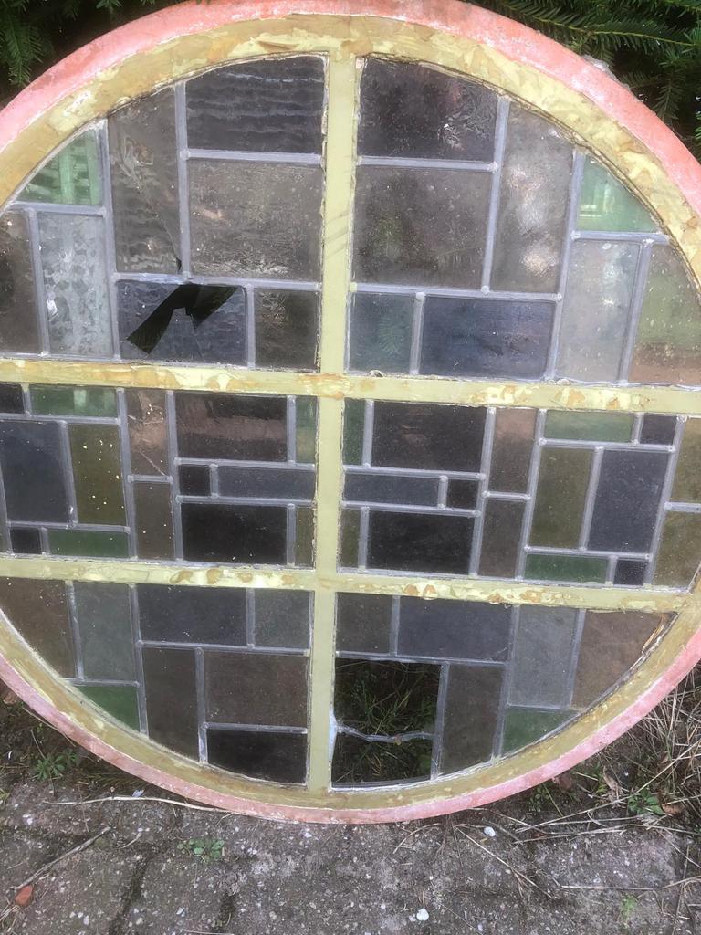 Glas in lood raam, Ophalen, Gevelraam of Ruit, Gebruikt, Minder dan 80 cm