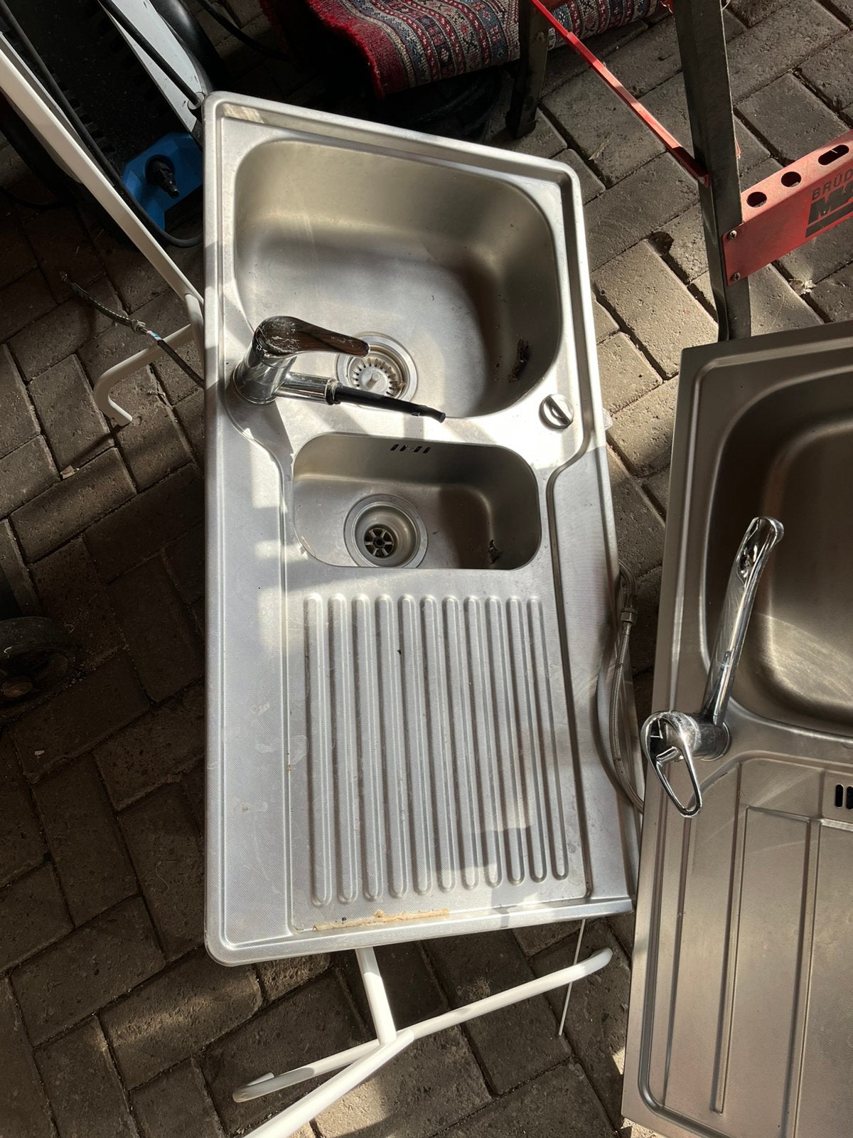 Rvs wasbak met kraan kompleet, Ophalen, Minder dan 50 cm, Zo goed als nieuw, Minder dan 100 cm