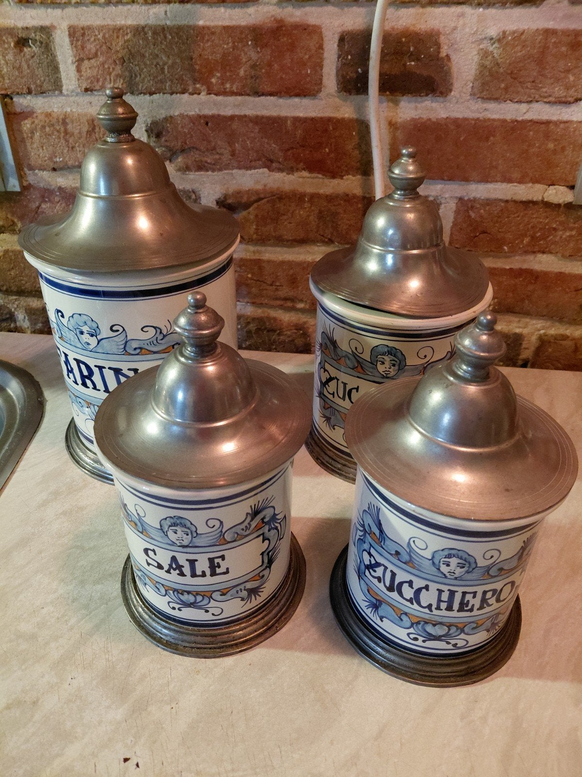 Set van 4 Antieke Keukenpotten met Tin Deksel, Ophalen of Verzenden