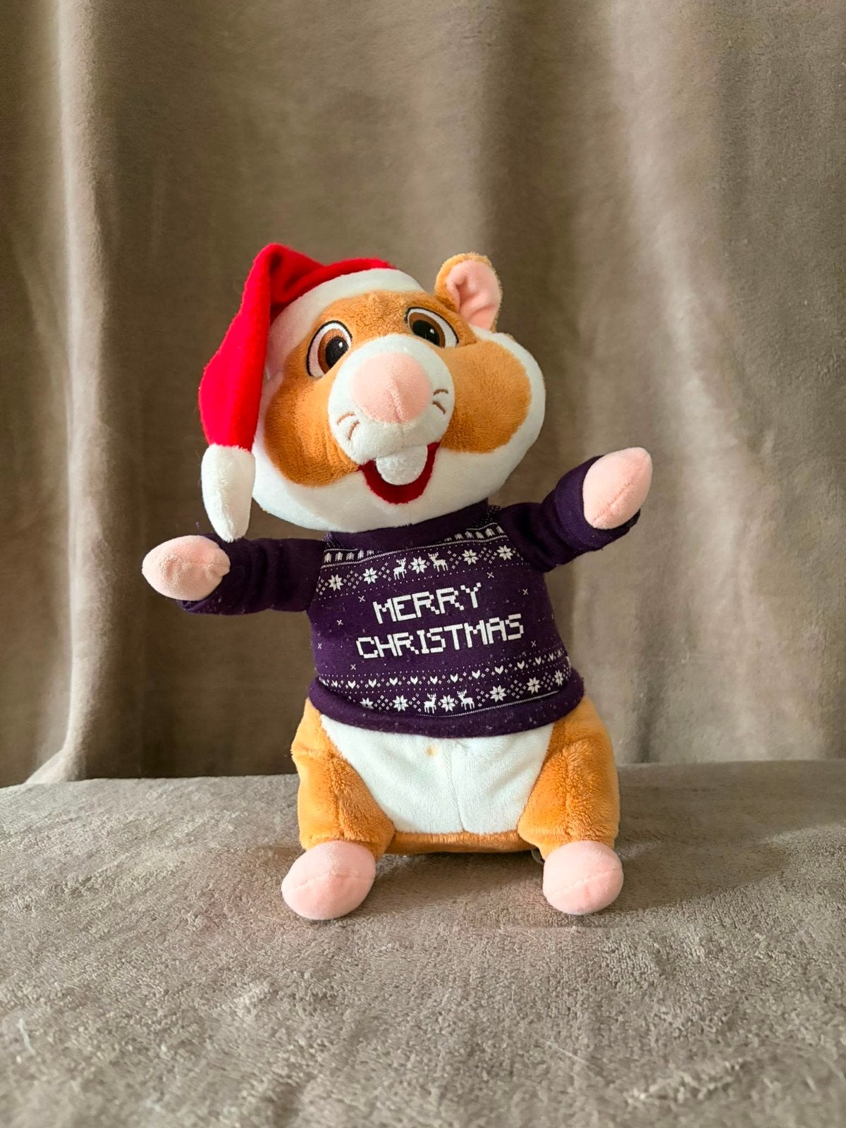 Kersthamster knuffel Albert Heijn met kerstmuts en trui, Ophalen of Verzenden