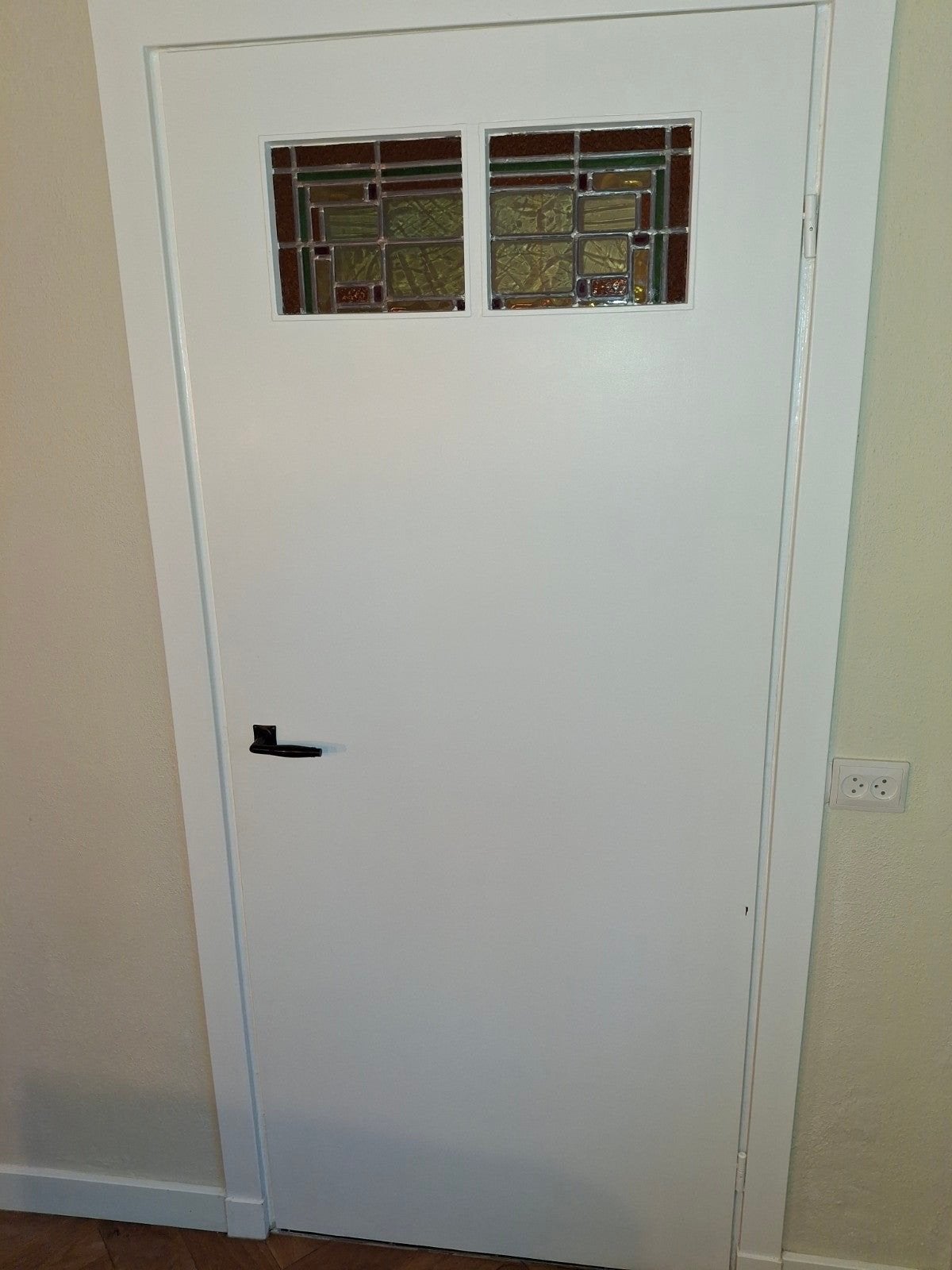 Binnendeur met glas-in-lood ramen 83x200, Ophalen, Gebruikt, 80 tot 100 cm, Binnendeur
